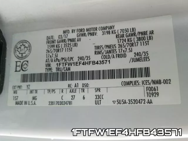 1FTFW1EF4HFB43571 фото 2