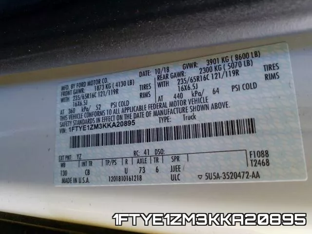 1FTYE1ZM3KKA20895 фото 2