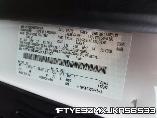1FTYE9ZMXJKA56533 фото 2