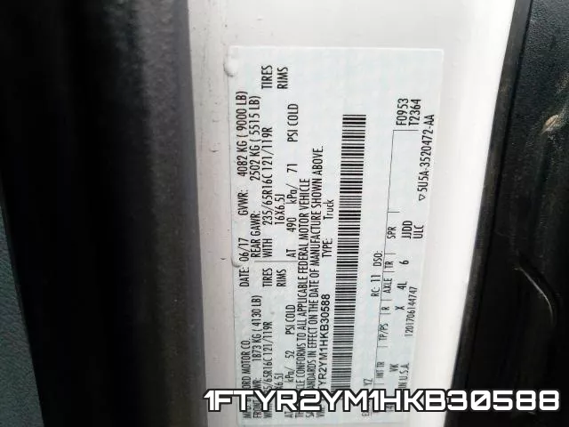 1FTYR2YM1HKB30588 фото 2