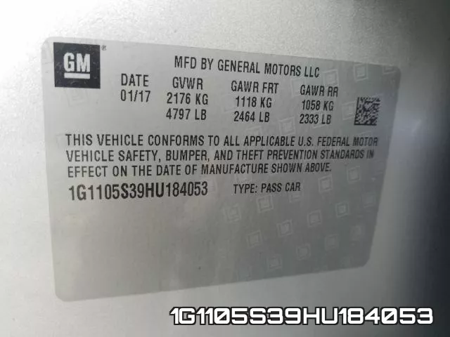 1G1105S39HU184053 фото 2