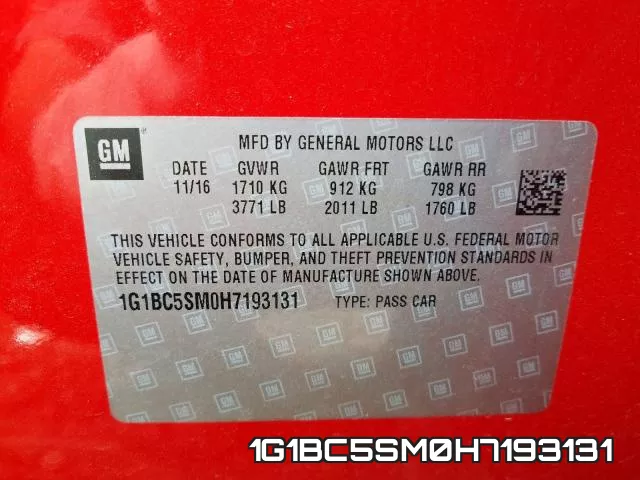 1G1BC5SM0H7193131 фото 2