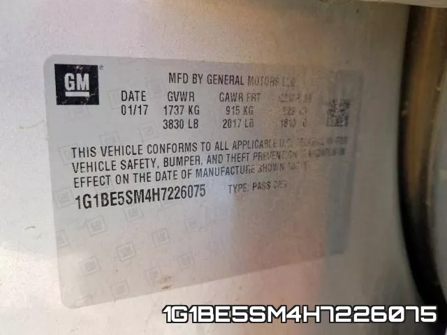 1G1BE5SM4H7226075 фото 2