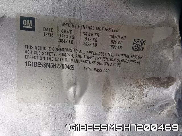 1G1BE5SM5H7200469 фото 2