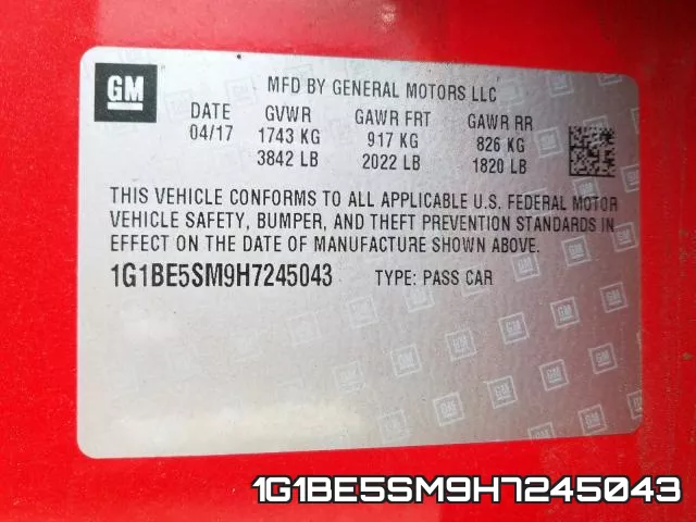 1G1BE5SM9H7245043 фото 2
