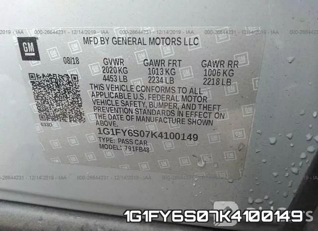 1G1FY6S07K4100149 фото 10