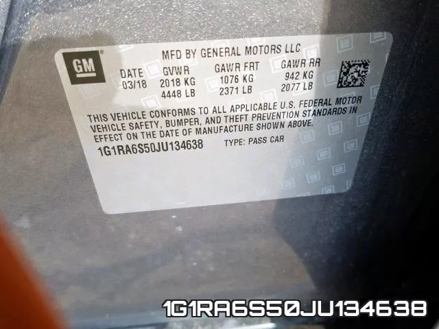 1G1RA6S50JU134638 фото 2