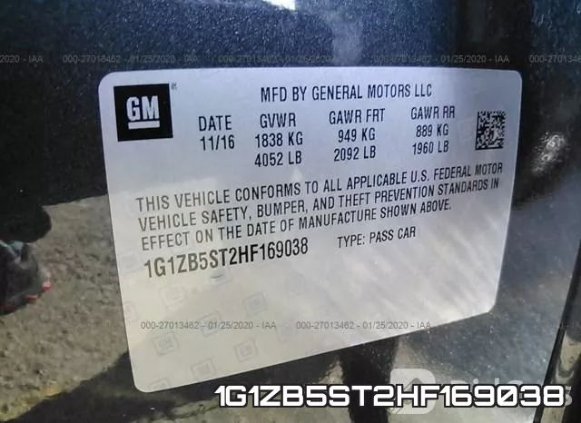 1G1ZB5ST2HF169038 фото 10