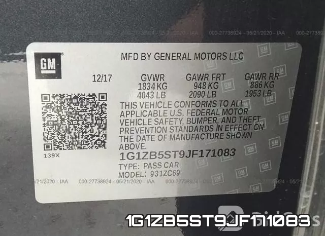 1G1ZB5ST9JF171083 фото 10