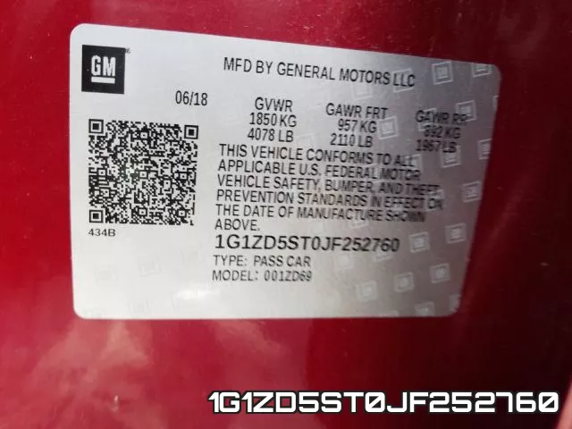 1G1ZD5ST0JF252760 фото 2