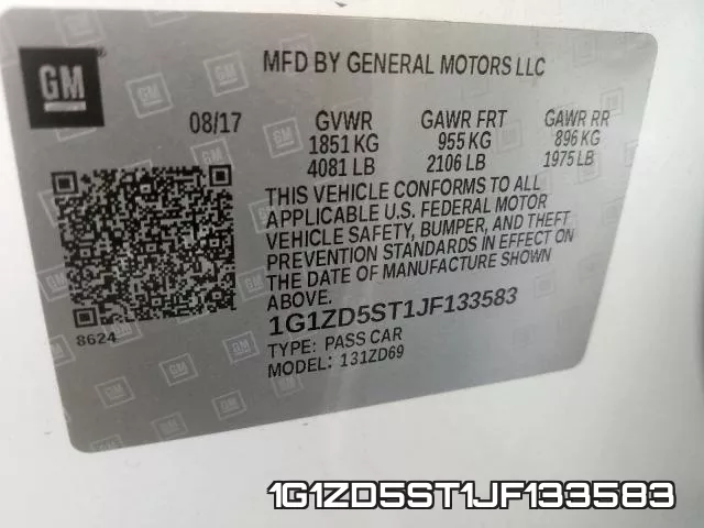 1G1ZD5ST1JF133583 фото 2