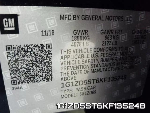 1G1ZD5ST6KF135248 фото 2