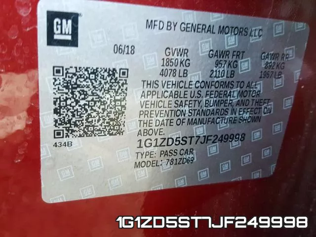 1G1ZD5ST7JF249998 фото 2