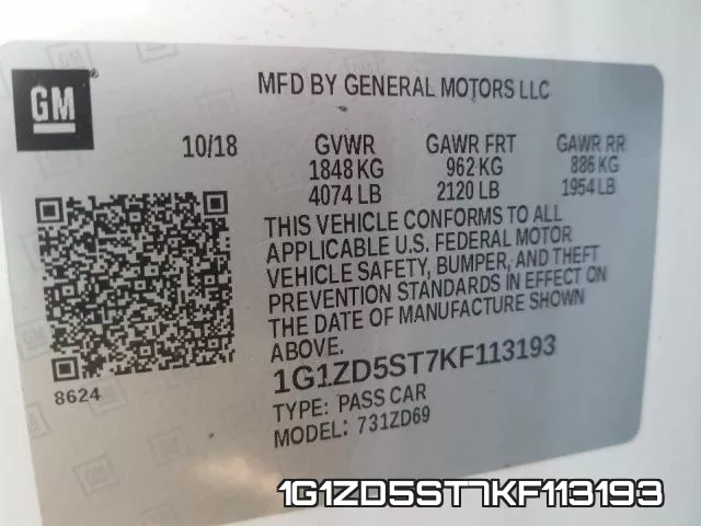 1G1ZD5ST7KF113193 фото 2