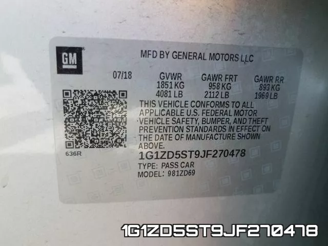1G1ZD5ST9JF270478 фото 2