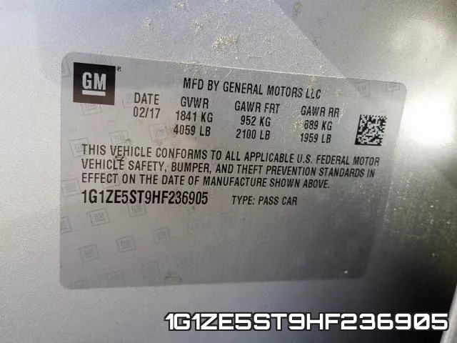 1G1ZE5ST9HF236905 фото 2