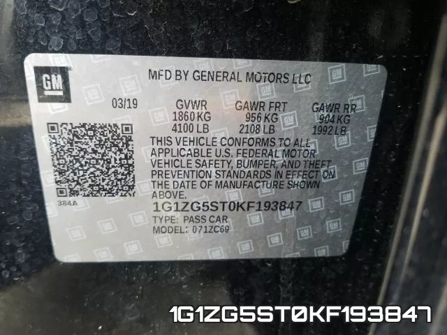 1G1ZG5ST0KF193847 фото 2
