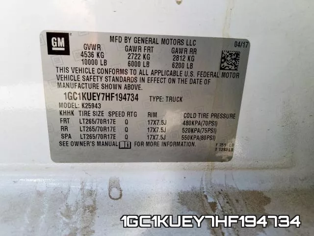 1GC1KUEY7HF194734 фото 2