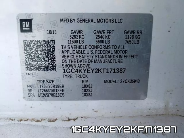 1GC4KYEY2KF171387 фото 2
