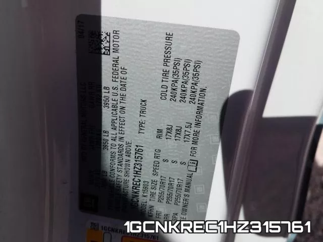 1GCNKREC1HZ315761 фото 2