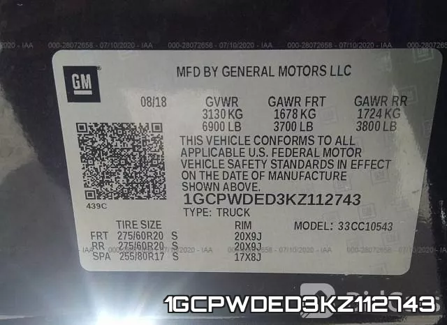 1GCPWDED3KZ112743 фото 10