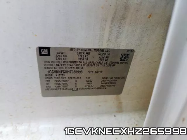 1GCVKNECXHZ265998 фото 2