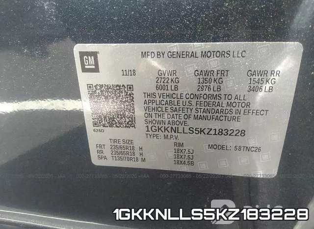 1GKKNLLS5KZ183228 фото 10