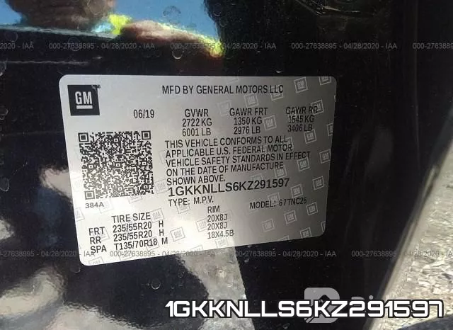 1GKKNLLS6KZ291597 фото 10