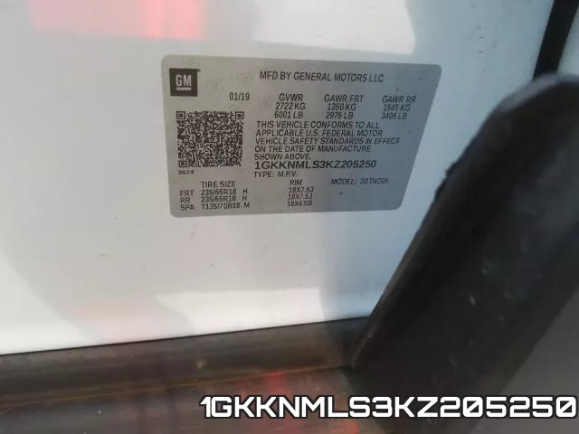 1GKKNMLS3KZ205250 фото 2