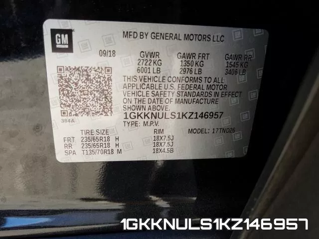 1GKKNULS1KZ146957 фото 2
