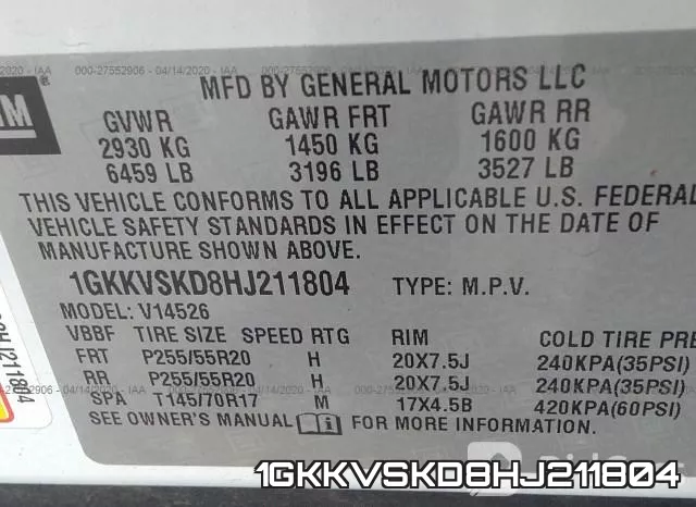 1GKKVSKD8HJ211804 фото 10