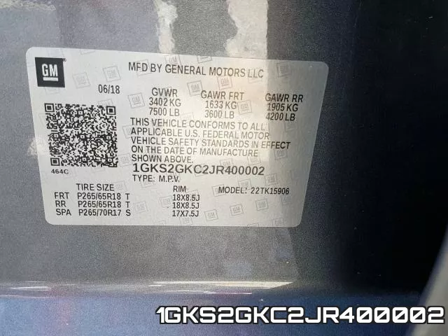 1GKS2GKC2JR400002 фото 2