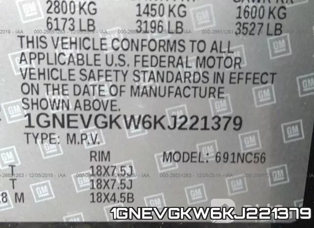 1GNEVGKW6KJ221379 фото 10