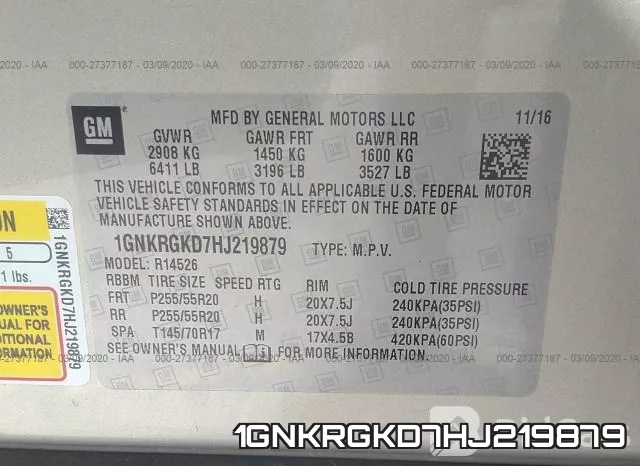 1GNKRGKD7HJ219879 фото 10