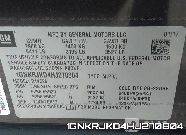1GNKRJKD4HJ270804 фото 10