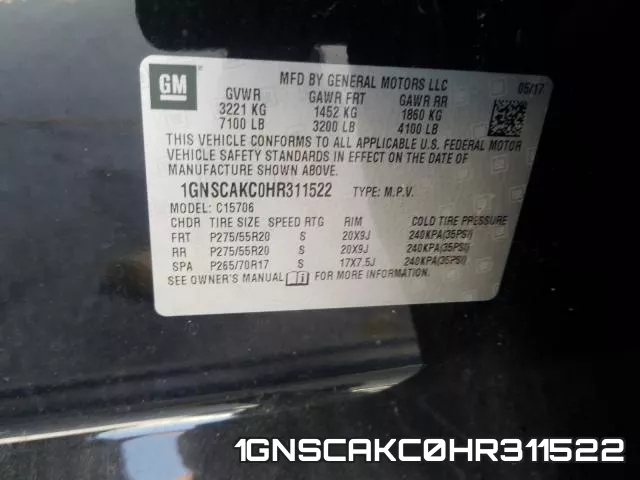 1GNSCAKC0HR311522 фото 2