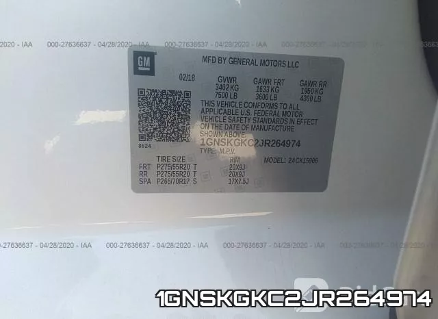 1GNSKGKC2JR264974 фото 10