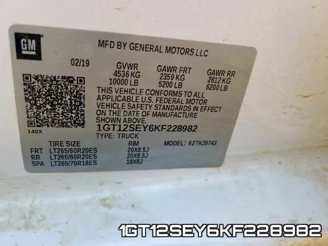 1GT12SEY6KF228982 фото 2