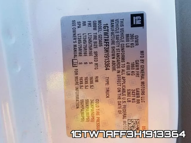 1GTW7AFF3H1913364 фото 2