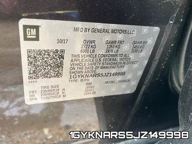 1GYKNARS5JZ149998 фото 2