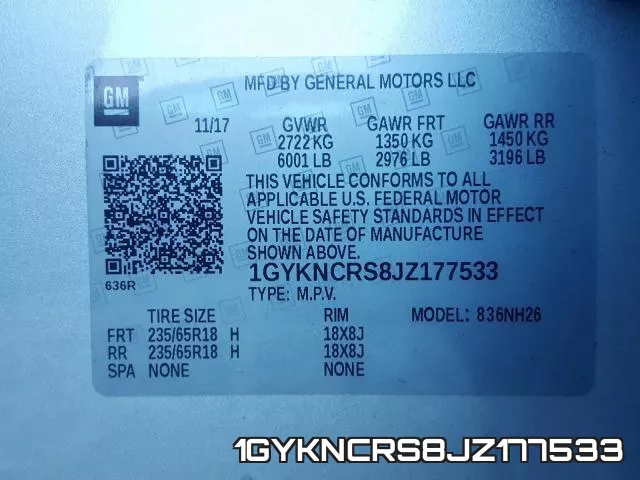 1GYKNCRS8JZ177533 фото 2