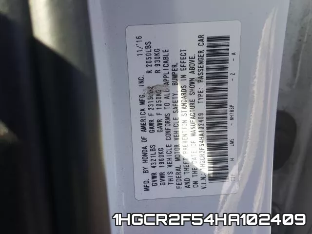 1HGCR2F54HA102409 фото 2