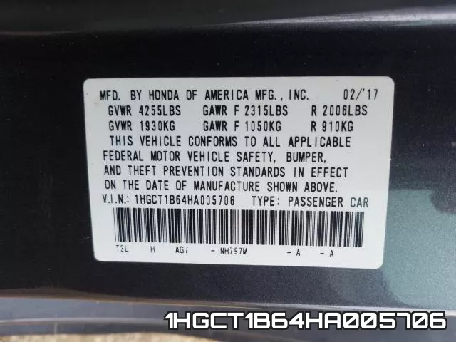 1HGCT1B64HA005706 фото 2
