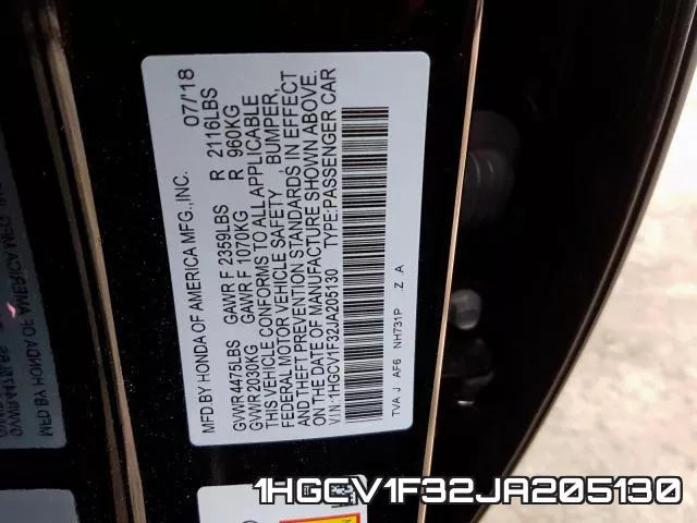 1HGCV1F32JA205130 фото 2