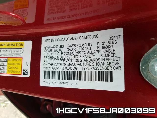 1HGCV1F58JA003099 фото 2