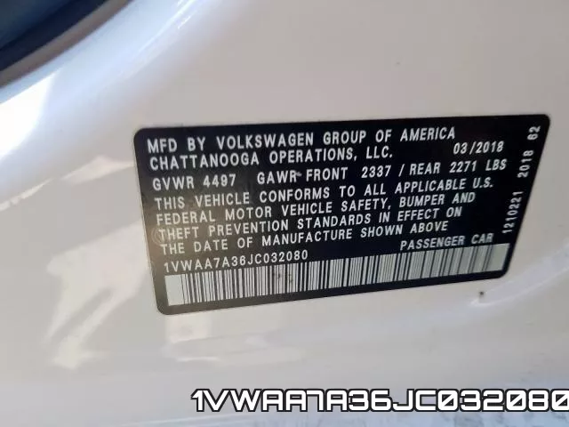 1VWAA7A36JC032080 фото 2