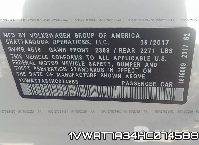 1VWAT7A34HC074588 фото 10