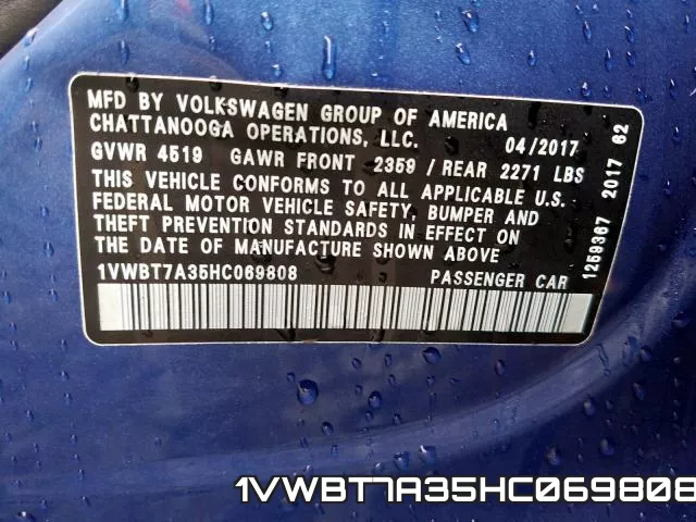 1VWBT7A35HC069808 фото 2