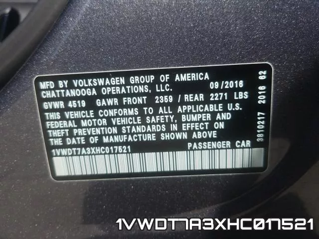 1VWDT7A3XHC017521 фото 2