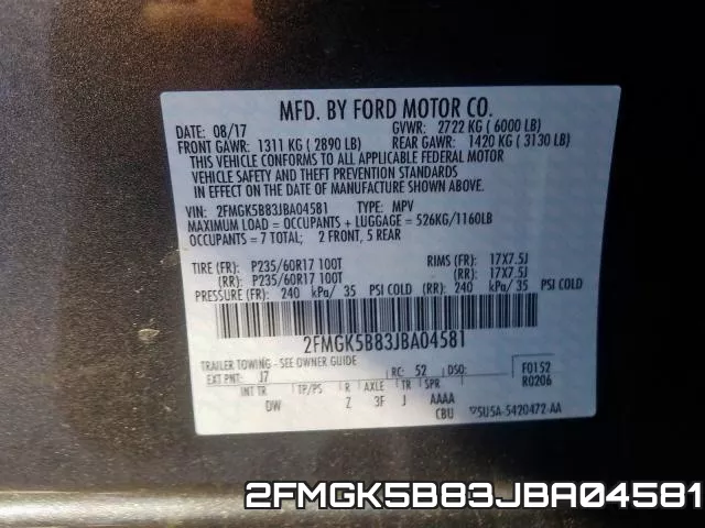2FMGK5B83JBA04581 фото 2